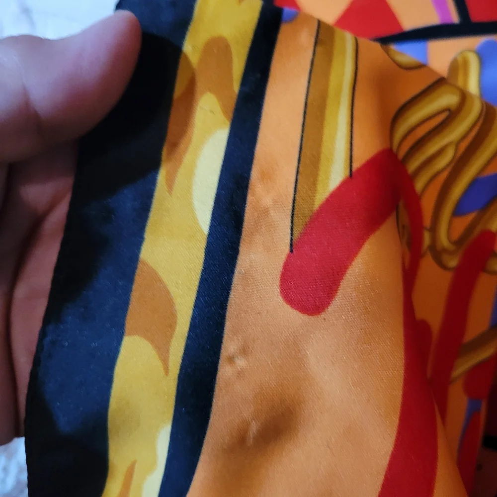 Vtg Paloma Picasso Parfums Hearts &  Kisses Polyester Large Square Scarf As-Is